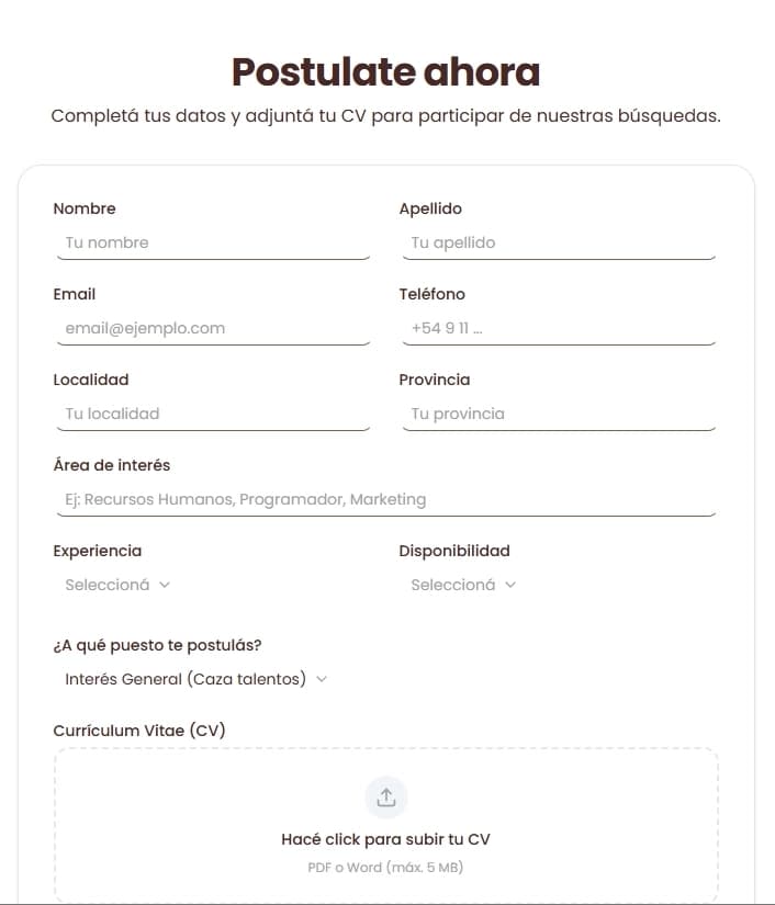 Formulario de postulación online